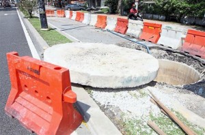 The concrete slab used to cover the sewer shaft in Petaling Jaya Old Town.