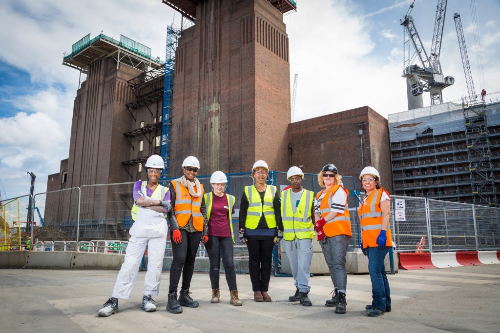 From far left: members of Women Into Construction, Lauren Hibbert, Rita Rodrigues, Bella Murtagh, Jenne Blake, Sade Richards, Christine Penfold, and Maria Ocampo