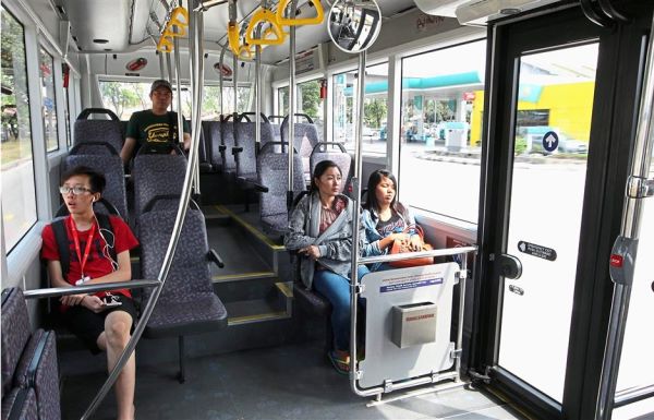 Passengers on board the T776 feeder bus from Taipan Station to Subang Mewah. Mohd Azam says unlike other buses, Rapid buses operate during off-peak hours as well, regardless of load.
