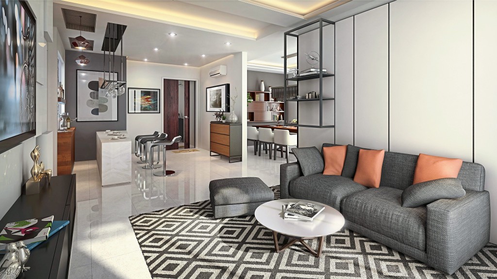 Delightful interior concept offers comfortable living amid modernised structure.