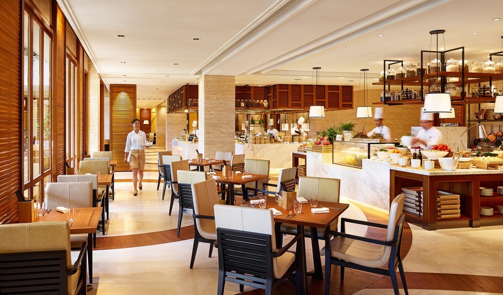 The luxuriously chic Grand Cafe at Grand Hyatt Sanya Haitang Bay Resort and Spa.