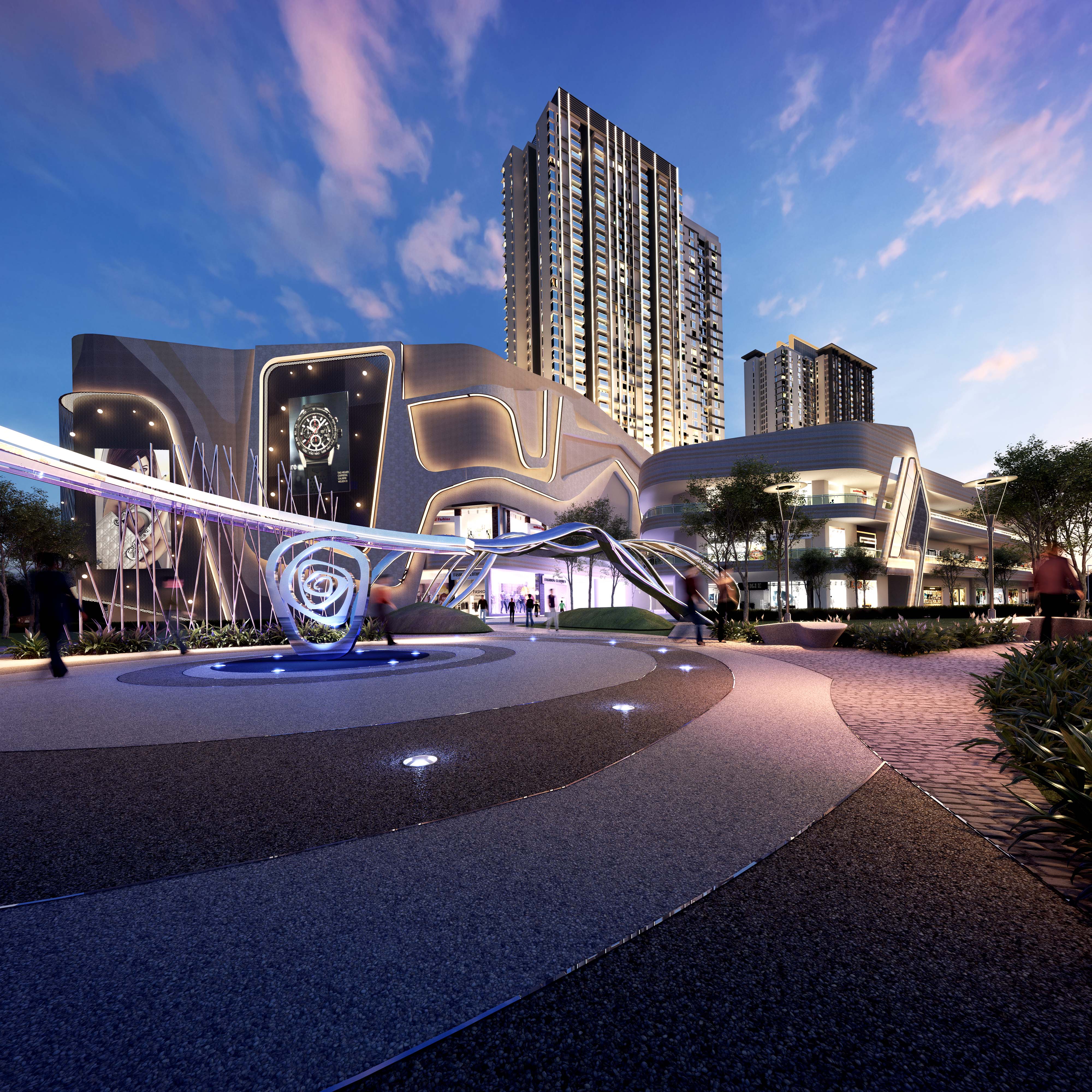 Artist’s impression: The façade and architectural design of EcoHill Walk is inspired by the Grand Canyon, where the massive steep canyon walls flanking each other create a vibrant and lively atmosphere.