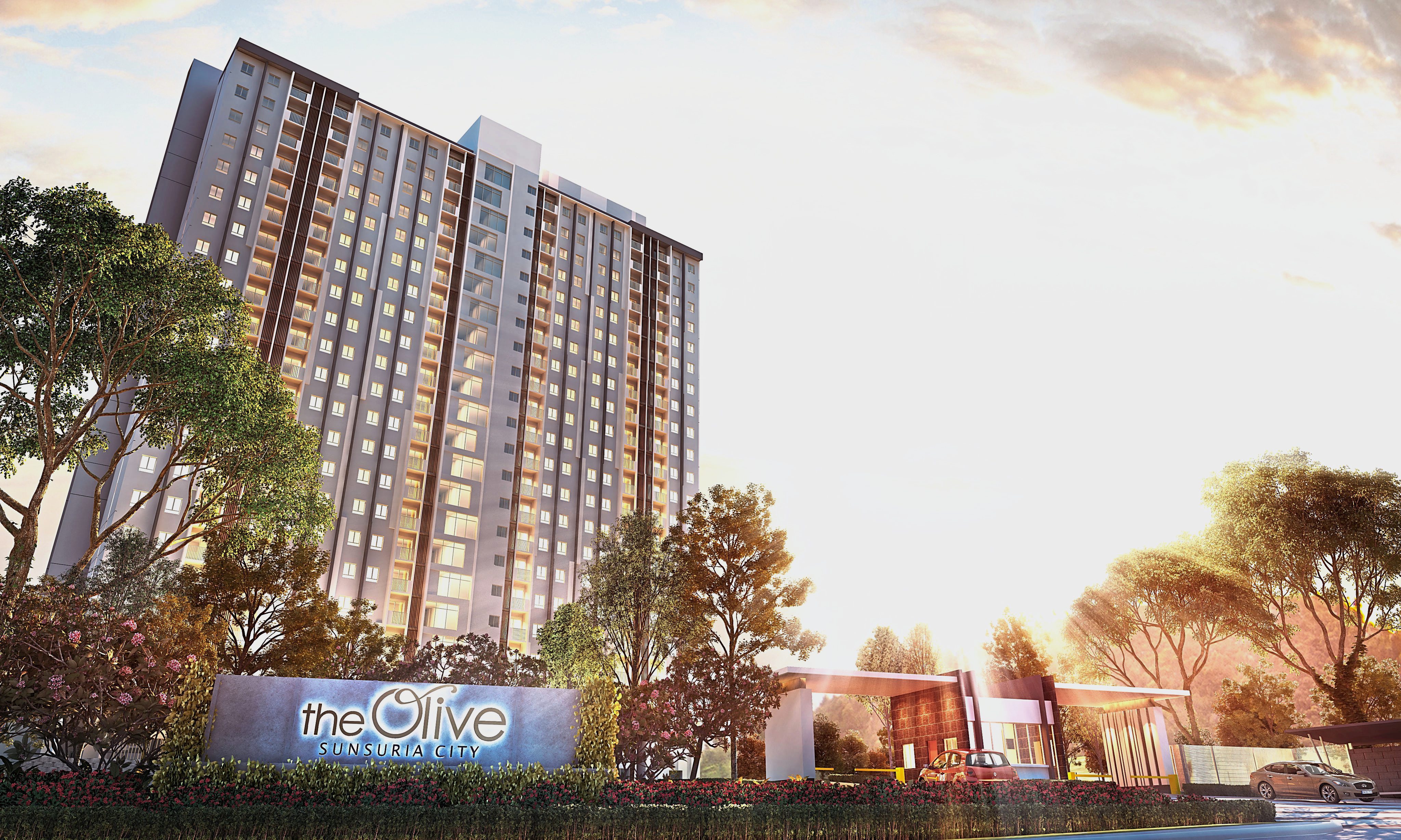 Artist's impression of the Olympic size lap pool that is surrounded by the soothing green of lush foliage.