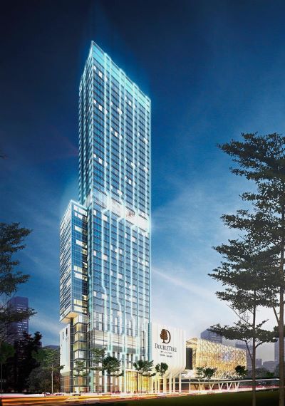 An artist's impression of the upcoming Double Tree by Hilton development and apartment suites at i-City.