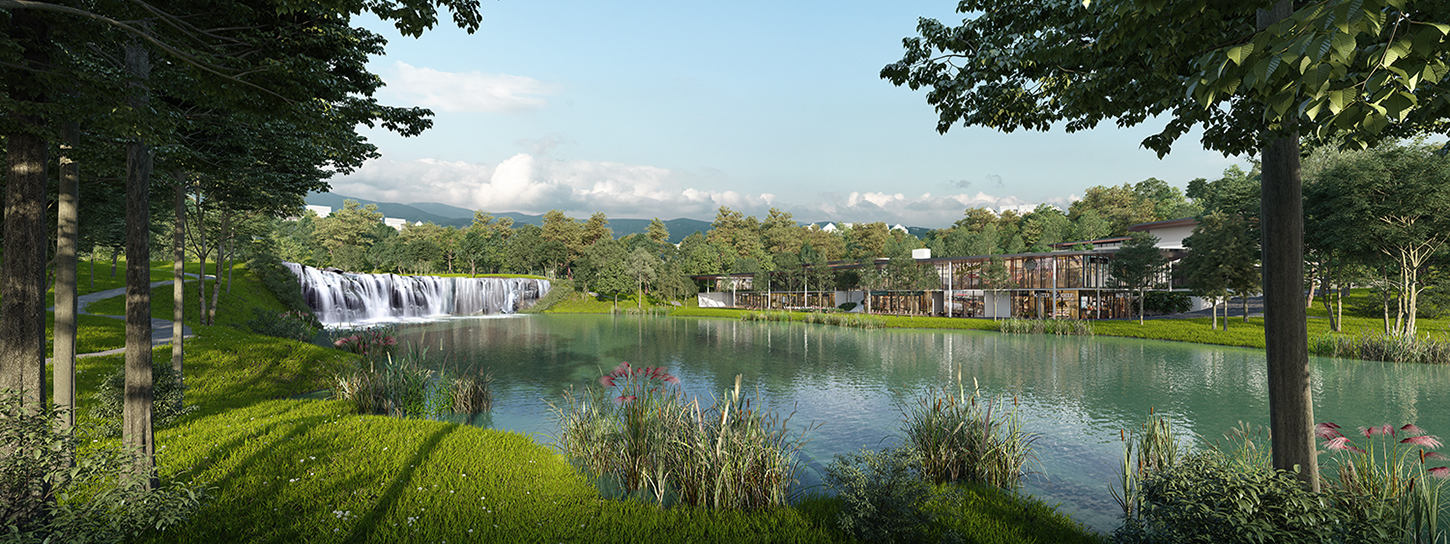 The Village and its majestic waterfall bring the city to nestle in nature.