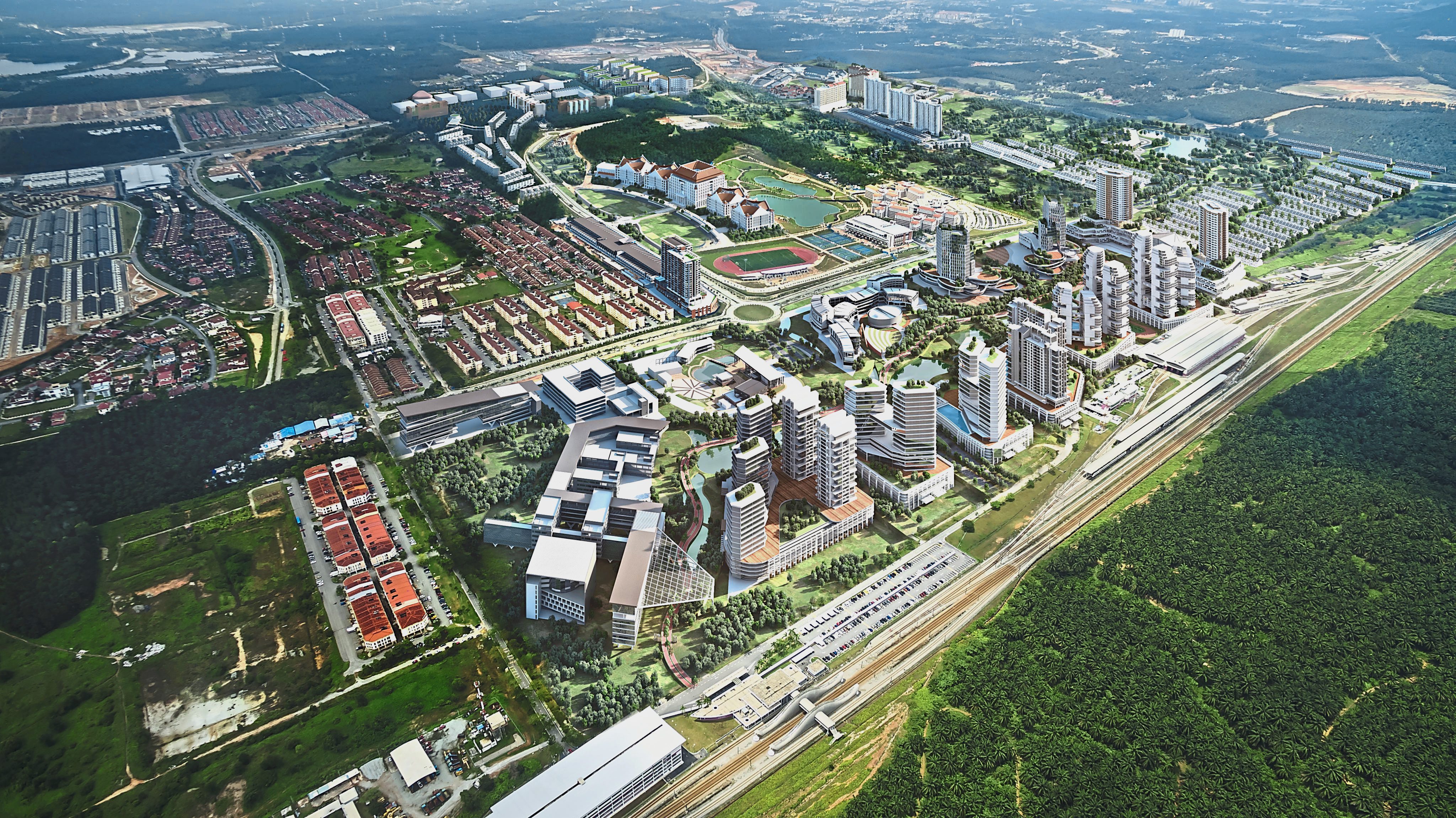 Artist's bird's-eye view impression of Sunsuria City.