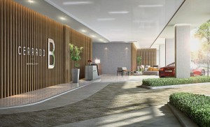 Cerrado features an elegant driveway leading to a stylish lobby.