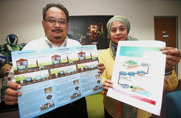 Wan Esuriyanti (right) and Shahrul Nizam say there are two different drainage pipes in all properties for unwanted water to be channelled out.