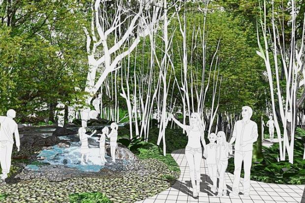 Artist‘s impression of the upgraded Tun Perak pocket park showing an interactive water feature and plenty of greenery to make it an urban oasis.