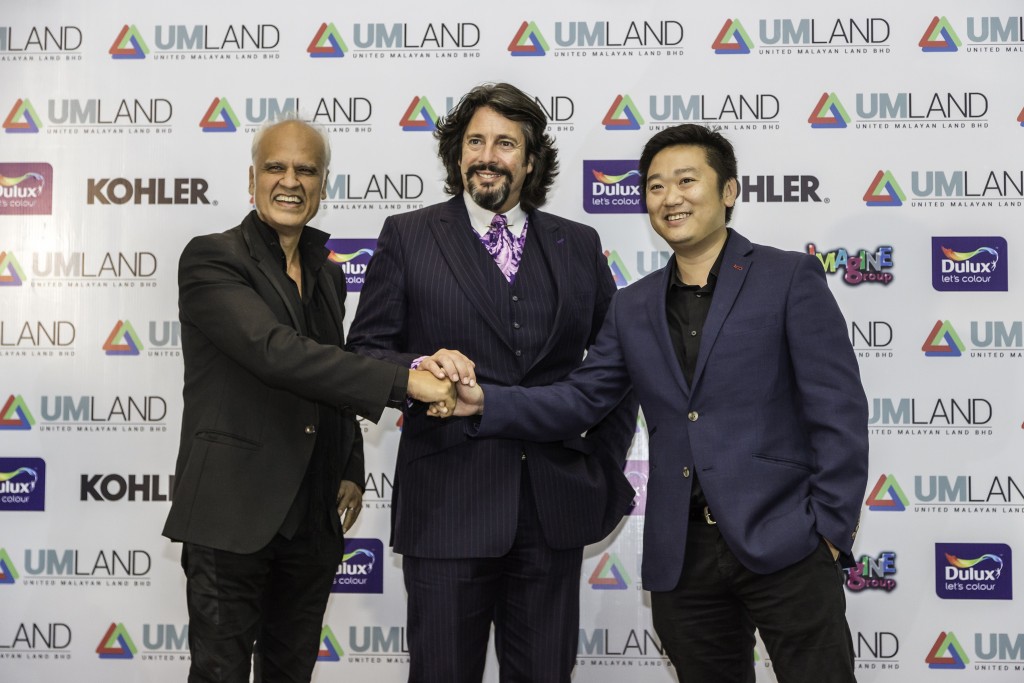 From left to right: Riaz Mehta, Imagine Group’s president and founder; Laurence Llewelyn-Bowen, celebrity judge in The Apartment television series; and Michael Cheng, UMLand’s Group Director – Sales, Marketing and Communication & Branding.