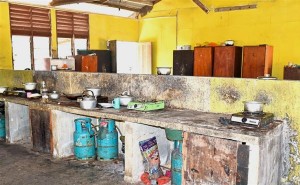 Unhygienic condition of the kitchen area at a workers‘ quarters.