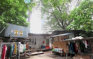 Construction workers often have to live in makeshift huts within the vicinity of the site they work at.