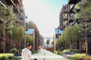 Artist’s impression of the new east London neighbourhood of Goodluck Hope.