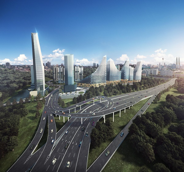 An artist's impression of Pantai Sentral Park's interchange.