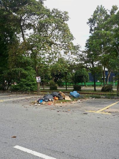 Heaps of rubbish at the commercial area in Persiaran Anggerik Vanilla as a result of indiscriminate dumping.