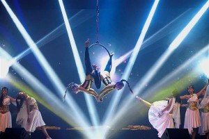 Aerialist performance by Viva Vertical during the celebrations.