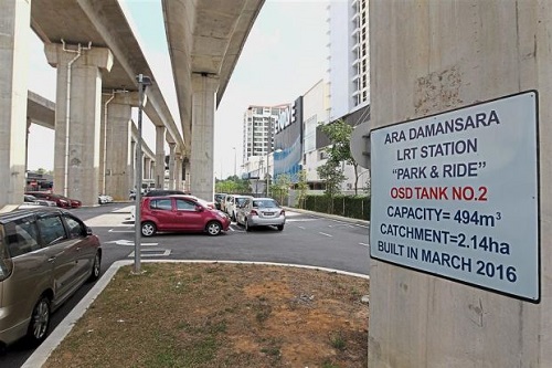 The Ara Damansara parking facility located behind the station.