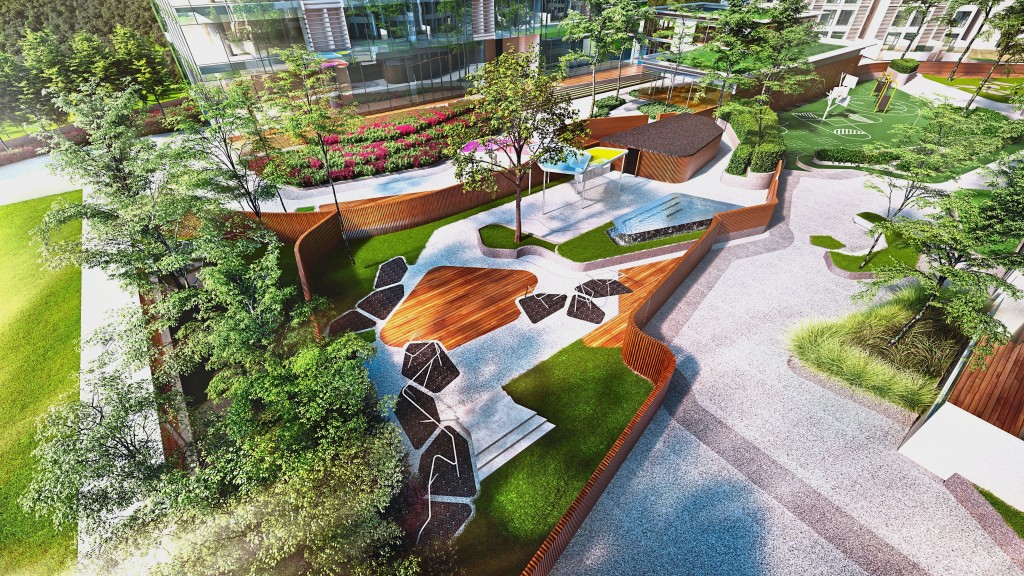 The facilities deck has several green pockets that residents can use to rest and rejuvenate after a hard day's work.