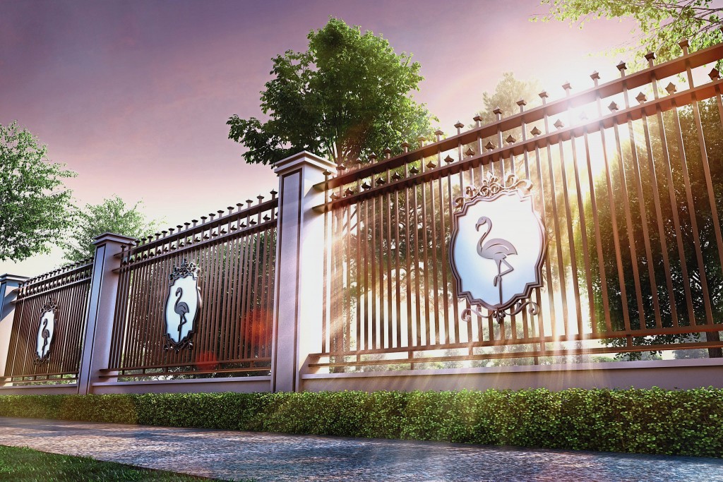 A 10ft emblem fencing and alarm systems in every home are among the security features at this township.