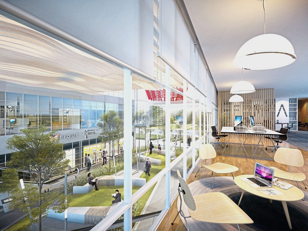 Among the green features at PJ Midtown is the use of solar energy to power up some common areas.