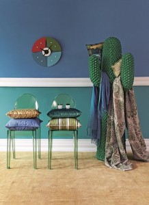 transparent chair turquoise wall interior