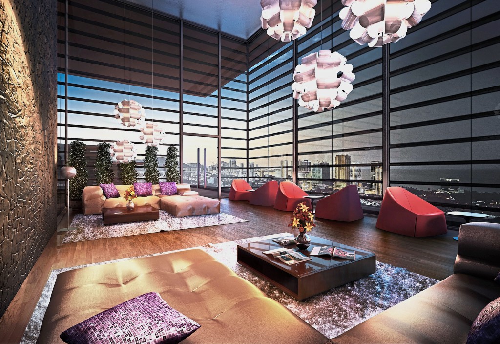 Residents get to enjoy their nights amid the city skyline from the Tropicana 218 Macalister sky lounge.