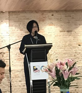 Dr Mary Wong Lai Lin speaking during the launch of the Malaysian 100YC programme.