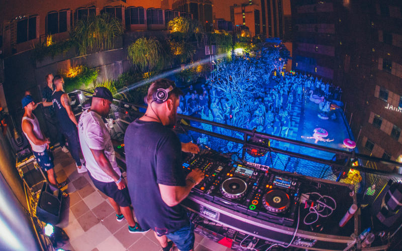 Rudimental's DJ set during the Hotel Takeover at the KL Journal hotel's rooftop poolside bar.