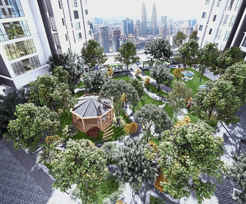 View from above of one of the classic-design residential parks.