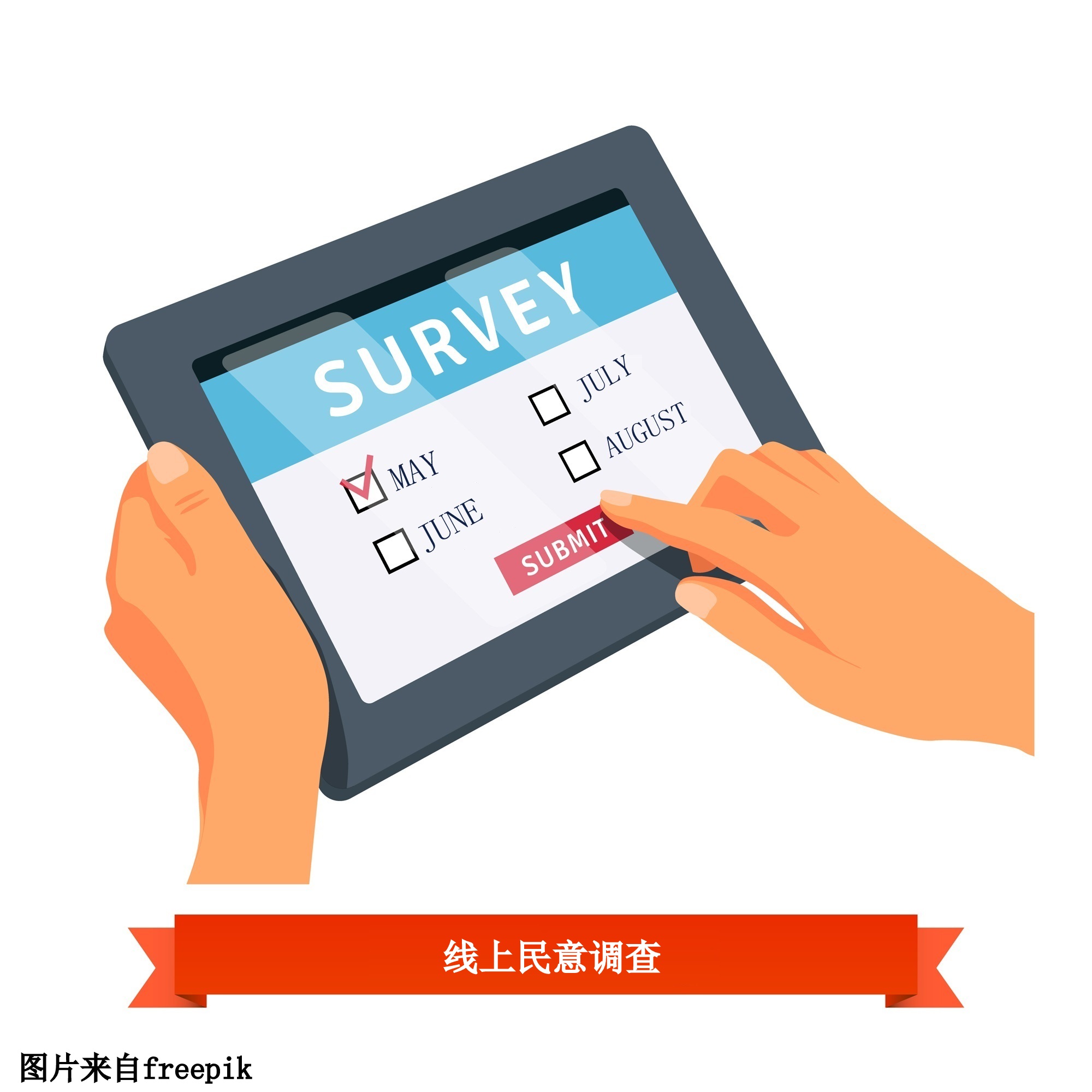 Online survey on a tablet