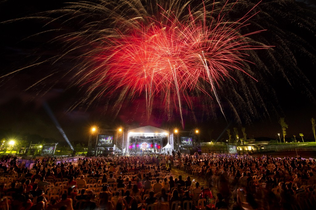 The star-studded concert ended with fireworks illuminating the skyline.