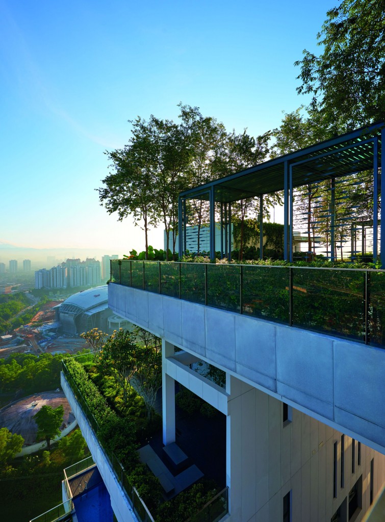 The lush greenery of Icon Residence Mont' Kiara seen on the exterior.
