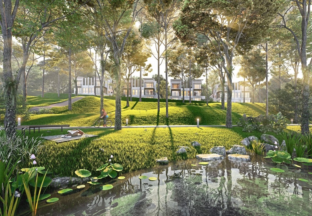 Lakes and gardens are thoughtfully incorporated into the design of the neighbourhood