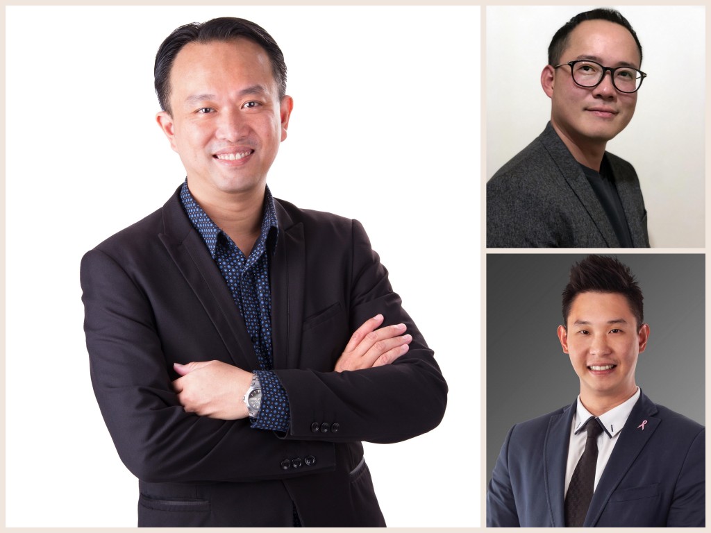 澳洲房地产投资座谈会主讲人张宏征（左）、李钊伟（右上）和刘政康。