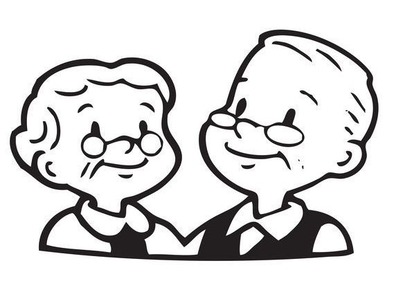 17338555 - happy old couple of frame on white background