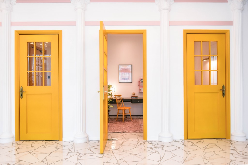 The whimsical use of colour and distinctive visual style of the auteur Wes Anderson is represented in the interior decoration of Colony @ Mutiara Damansara.