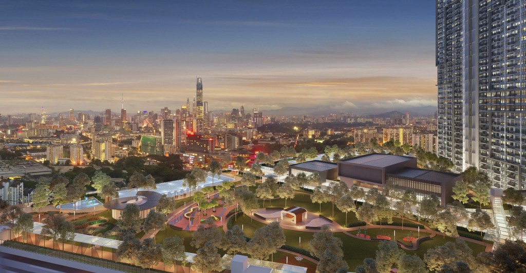 Artist impression of M Vertica’s facilities podium with the KL city skyline.