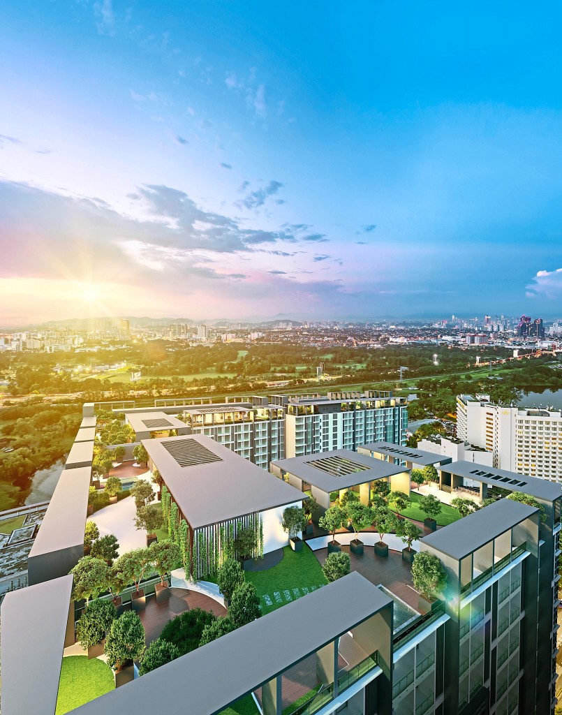 The roof-top gardens provide a distinctive green quality to the development.