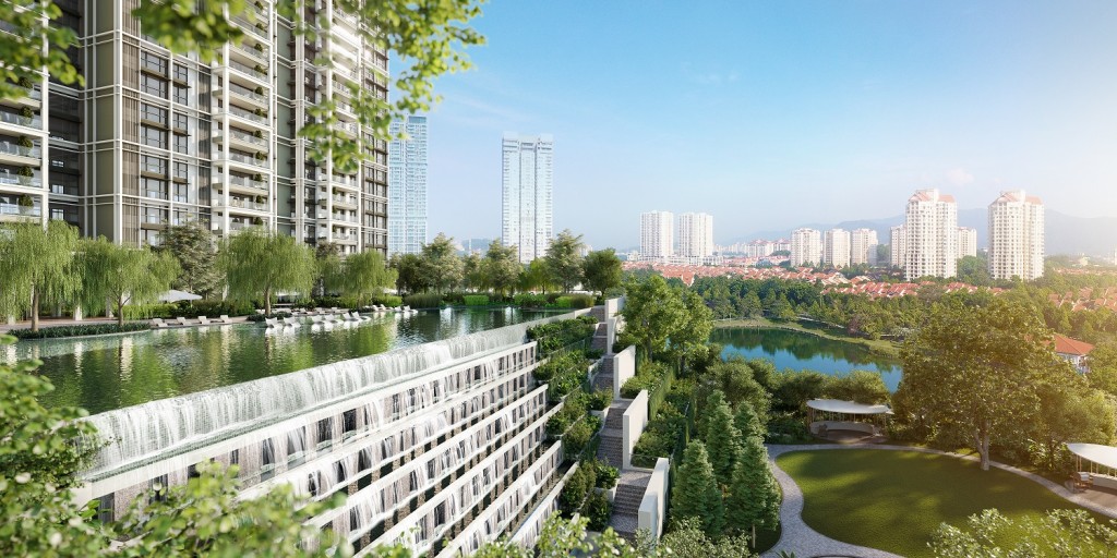 Artist impression of the pool edge cascading feature.