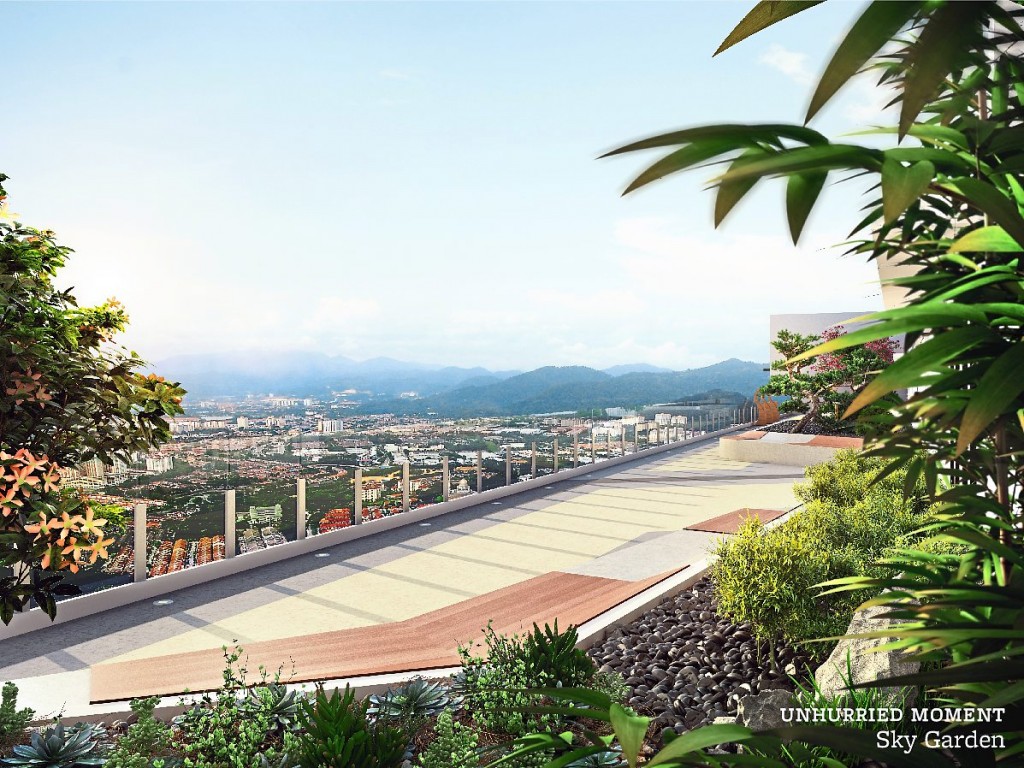 Residents can appreciate their unhurried moments at the sky garden overlooking the cityscape.