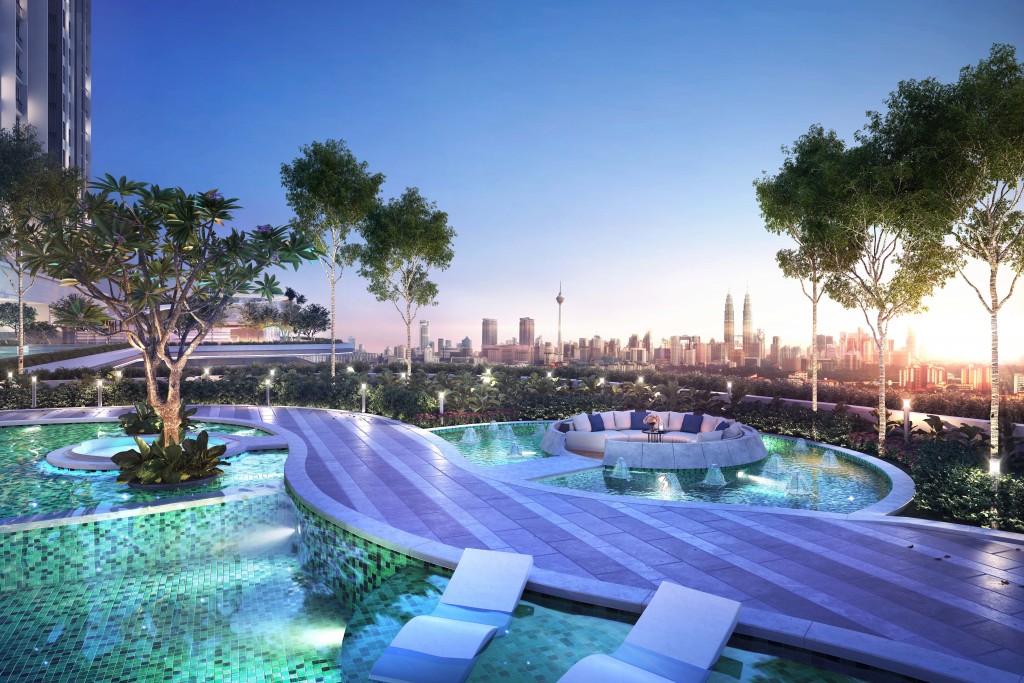 The three-block serviced apartment is carefully designed for the ultimate enjoyment and relaxation of its residents, including thoughtful little inclusions like sunken seat pods in the pool.