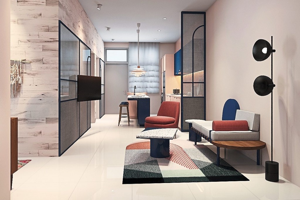 The spacious open-concept layout of the townhouse as illustrated.