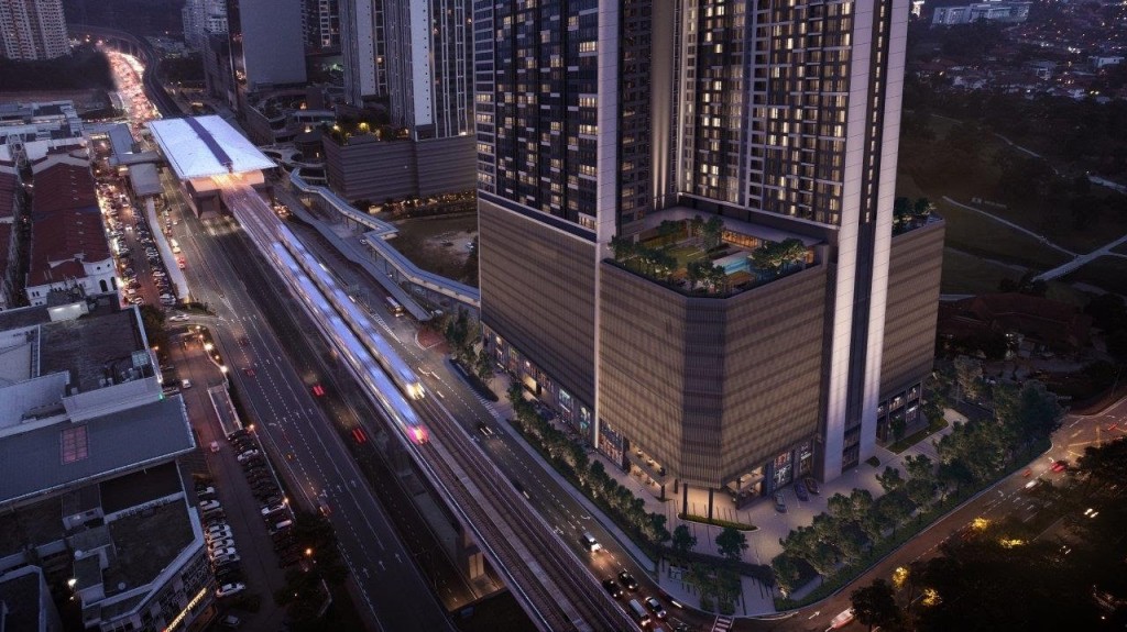 Edelweiss SOFO & Serviced Residences, Tropicana Gardens pictured here with a link to Surian MRT station.