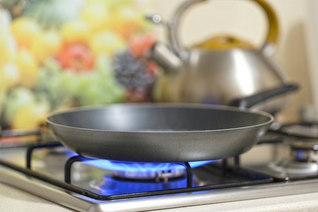 frying pan on a stove