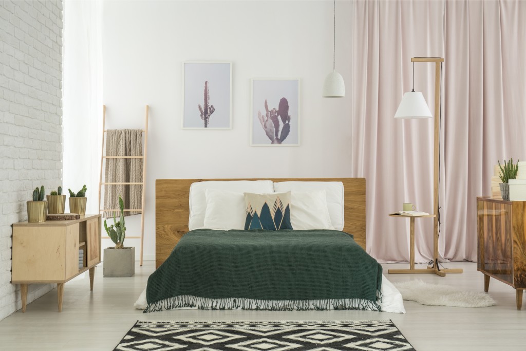 Rustic bedroom with wooden furniture