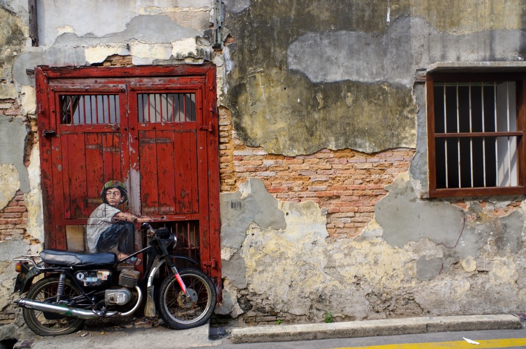   Boy on a bike mural at George Town, Penang 