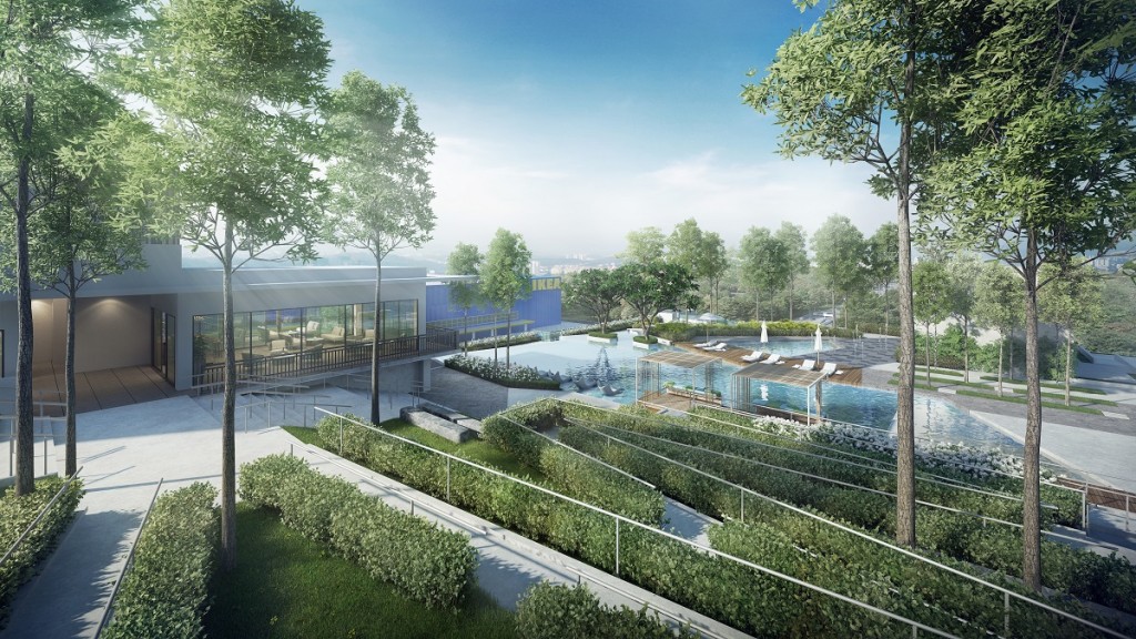 Tree-lined pathways, strategically placed communal areas and vibrant pools form part of the facilities at One Cochrane.