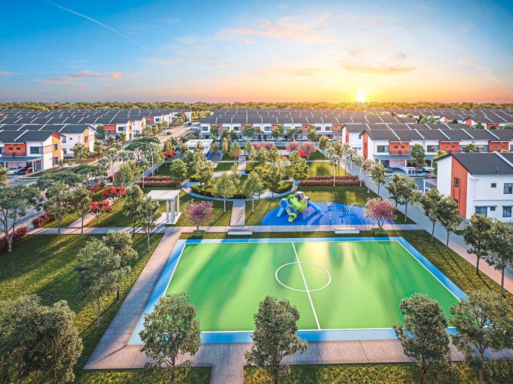 Illustration of the lush greenery and abundant facilities in the neighbourhood.