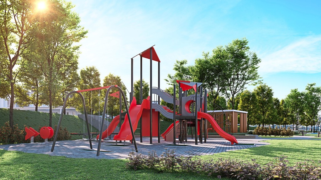 The development itself hosts a playground, reflexology paths, outdoor gym station and badminton court.