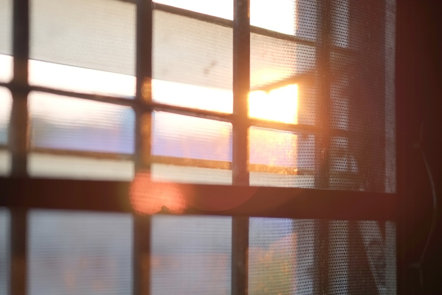 Sun shines through the window.